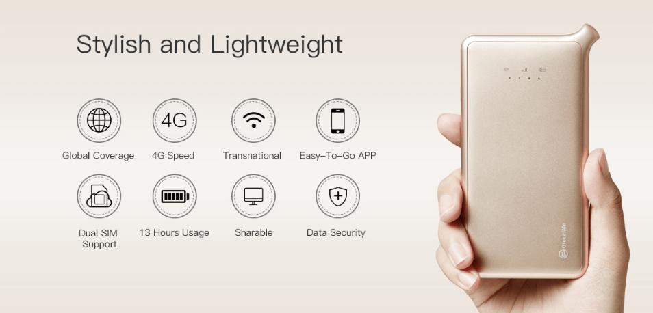 GlocalMe U2S モバイルWiFiルーター IIJmioSIMカード付 ゴールド SIMフリー